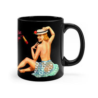Topless Pin-up Girl On Your Black Coffee Mug