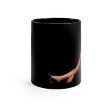 Black Coffee Mug Front Side With Woman Foot 