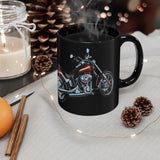 red motorcycle on a black coffee mug
