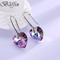 BAFFIN Drop Earrings Hanging Hearts Crystals From Swarovski For Women Party Hot Selling Silver Color Ear Jewelry Friends Gift