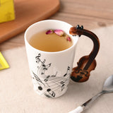 Creative Music Violin Style Guitar Ceramic Mug for Coffee & Tea