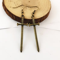 Jewelry Sword Earrings Brass