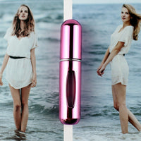 5ml Perfume Bottle Mini Metal Sprayer Refillable Shiny Rose Pink