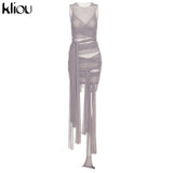 Ribbons Mesh See Through Bodycon Party Dresses