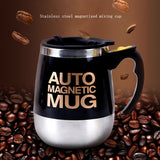 Auto Sterring Coffee mug Stainless Steel Magnetic Mug Milk Mixing Mugs Electric Lazy Smart Shaker Coffee Cup 2pcs gift 1 spoon