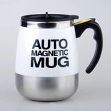 Auto Self-Stirring Stainless Steel Magnetic Coffee Mug White Color