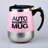 Auto Self-Stirring Stainless Steel Magnetic Coffee Mug Pink Color