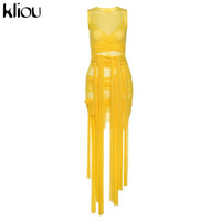 Ribbons Mesh See Through Bodycon Party Dresses