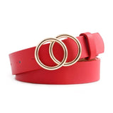 Double Ring Women Belt Made Of PU Leather With A Metall Buckle