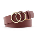 Double Ring Women Belt Made Of PU Leather With A Metall Buckle